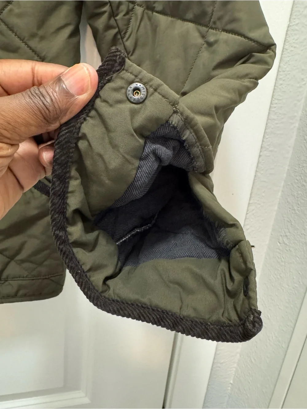 J.Crew Sussex Quilted Jacket Green Olive Field Primaloft Corduroy